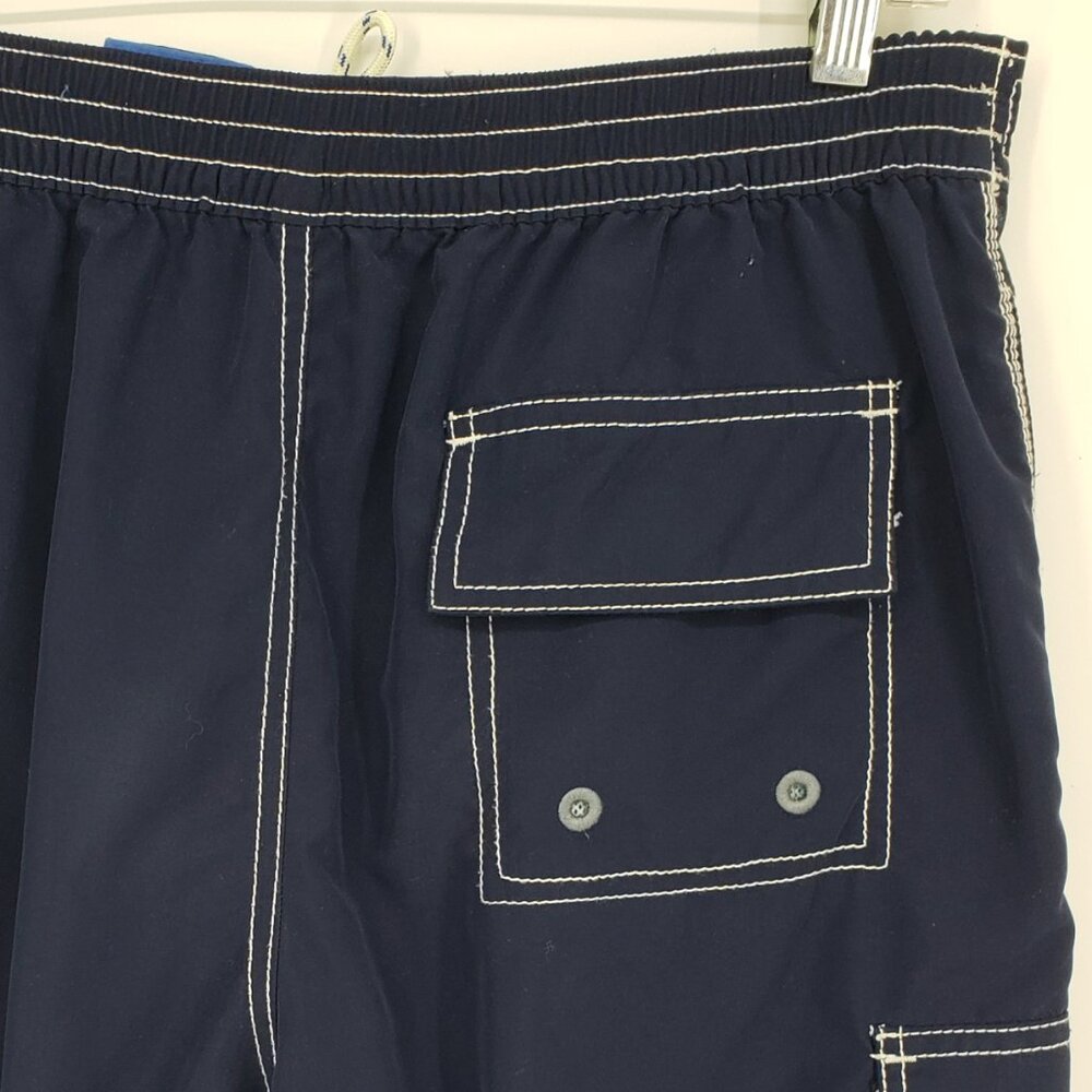 Tommy Bahama‎ Relax Mens Swim Trunks Shorts M Cargo Pocket Navy Blue White - Picture 6 of 8